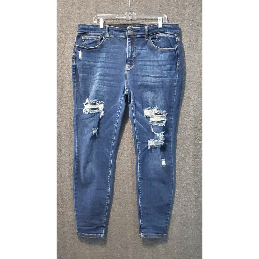 Judy Blue Jeans‎ Womens 18W  Skinny Fit  Stretch Distressed Dark Wash Denim